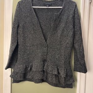 Banana Republic Gray Ruffle Hem Cardigan – Size M